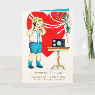 Cartão De Festividades garoto do Dia dos Namorados retrô vintage adiciona