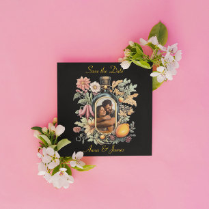 Cartão De Festividades garrafa botânica, guarde a data