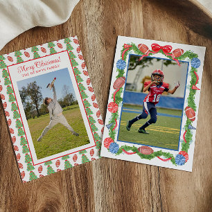 Cartão De Festividades Garrafa de Futebol de Natal em Aquarela Foto