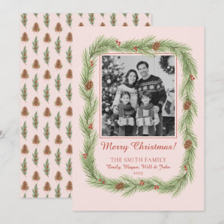 Cartão De Festividades Garrafa de Natal Grandmillennial & Foto de Pinha