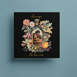 Cartão De Festividades garrafa de vinho botânico, anos de amor como vinho