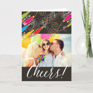 Cartão De Festividades Garrafas Coloridas Animam Foto do Ano Novo