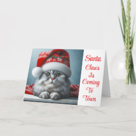 Cartão De Festividades Garras papais noeis estão chegando à cidade - Gato
