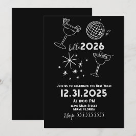 Cartão De Festividades Garraxas Caprichosas Olá 2026 Ano Novo Dourado