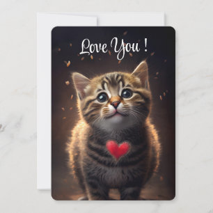 Cartão De Festividades Gatinho Adorável Ama Você - Dia dos Namorados