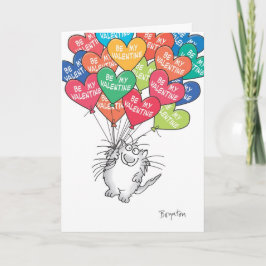 Cartão De Festividades GATINHO com Dias de os namorados de BALÕES CARDÍAC