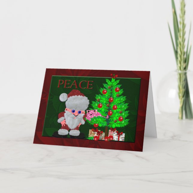 Cartão De Festividades Gatinho cor-de-rosa da paz (Frente)