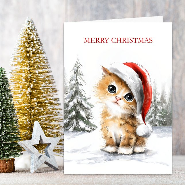Cartão De Festividades Gatinho de Natal (Criador carregado)