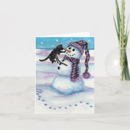 Cartão De Festividades Gatinho de Neve do BiHrLe Card