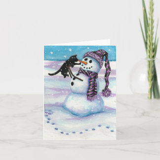 Cartão De Festividades Gatinho de Neve do BiHrLe Card