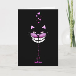 Cartão De Festividades Gatinho do amor. Gato de sorriso cor-de-rosa