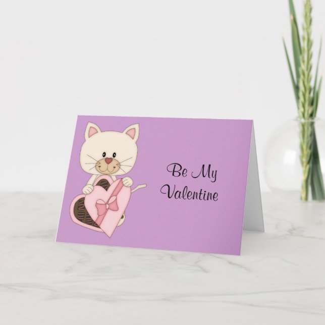 Cartão De Festividades Gatinho do dia dos namorados com chocolates (Frente)