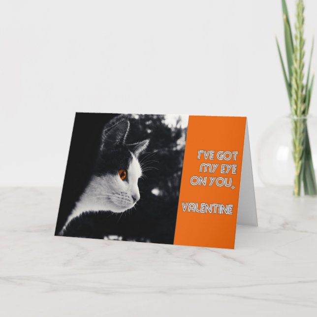 Cartão De Festividades gatinho está de olho em você namorados moderno (Frente)