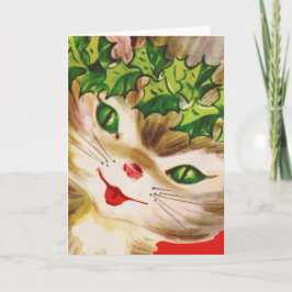 Cartão De Festividades Gatinho natais vintages