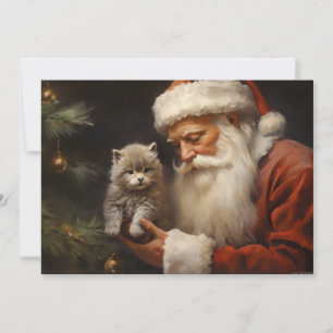 Cartão De Festividades Gatinho Papai Noel Feliz Natal