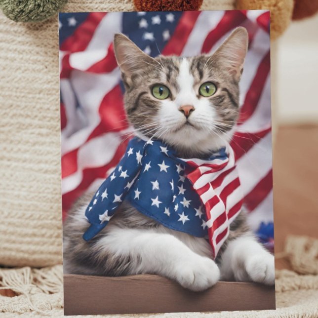 Cartão De Festividades Gatinho Patriótico: Uma Celebração da Liberdade (Criador carregado)