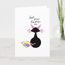 Gatinho retrorminimalista de Páscoa rosa