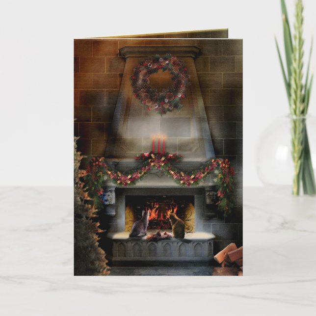 Cartão De Festividades Gatinhos da noite do solstício (Frente)