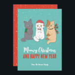 Cartão De Festividades Gatinhos Fofos Feriados de Inverno Feliz Natal<br><div class="desc">Bela caricatura animal com trocadilhos engraçados para sua comemoração de feriado. Feliz Natal e Feliz ano novo. Você pode personalizar o texto e a cor do plano de fundo para ajustado da sua ocasião. Excelente para crianças e crianças que amam animais.</div>