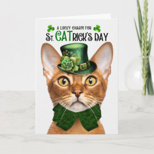 Cartão De Festividades Gato Abissínio Dia de S. CATrique Charme Sortudo E