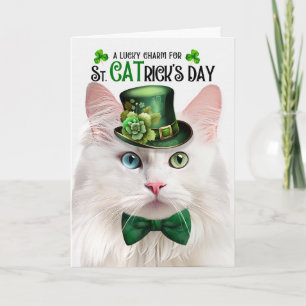 Cartão De Festividades Gato Angora engraçado no dia de S. CATrick, Amulet