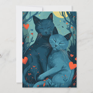 Cartão De Festividades gato Azul Russo dia dos namorados