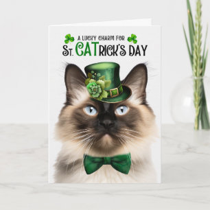 Cartão De Festividades Gato Balinês Engraçado Dia de S. CATrique Amuleto 