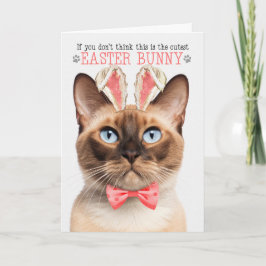 Cartão De Festividades Gato birmanês engraçado em "Bunny Ears" para Pásco