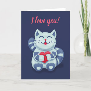Cartão De Festividades Gato Bonito De Kawaii Eu Te Amo