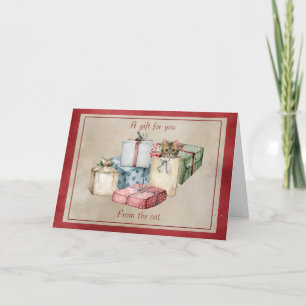 Cartão De Festividades Gato bonito em pacote de Natal