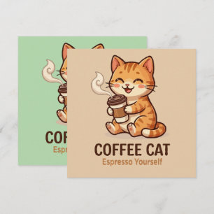 Cartão De Festividades Gato Café Espresso a Si Mesmo Gatinho Fofo