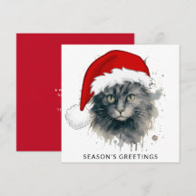 Gato Com Chapéu de Papai Noel Saudações de Fim de 