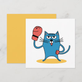 Cartão De Festividades Gato com luvas de boxe