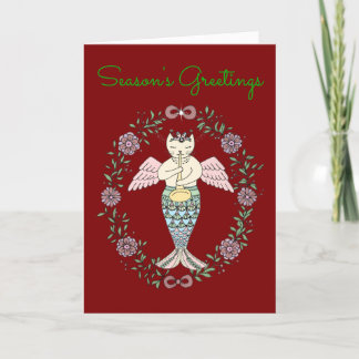 Cartão De Festividades gato da sereia anjo