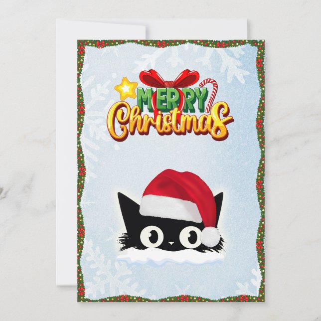 Cartão De Festividades Gato de Brinquedo Cômico Engraçado Feliz Feliz Nat (Frente)