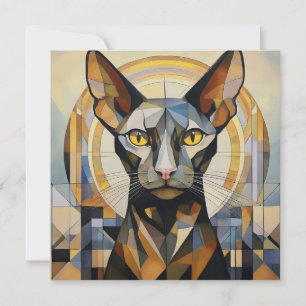 Cartão De Festividades Gato de Cubismo AI