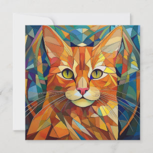 Cartão De Festividades Gato de Cubismo AI
