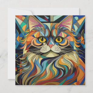 Cartão De Festividades Gato de Cubismo AI