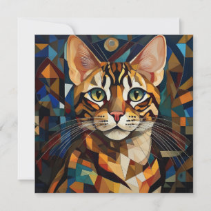 Cartão De Festividades Gato de Cubismo AI