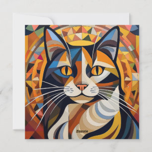 Cartão De Festividades Gato de Cubismo AI