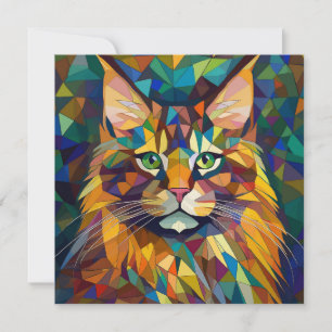 Cartão De Festividades Gato de Cubismo AI