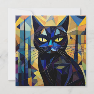 Cartão De Festividades Gato de Cubismo AI