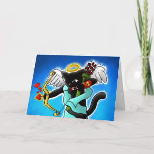 Cartão De Festividades Gato de Cupido de Cinza de Smokey dia de os namora
