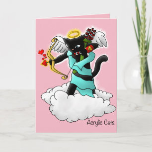 Cartão De Festividades Gato De Cupido Negro De Carvão dia de os namorados
