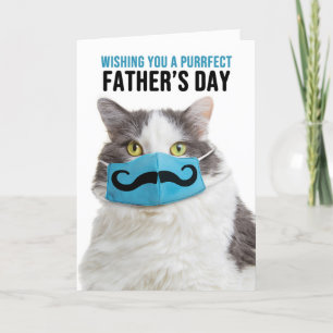 Cartão De Festividades Gato de Dia de os pais Feliz em Máscara de bigode
