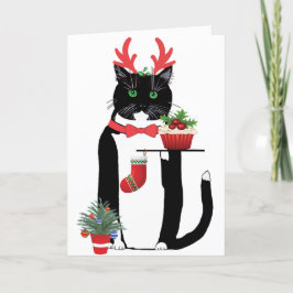 Cartão De Festividades Gato de Férias Feliz Natal 