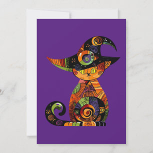 Cartão De Festividades gato de Halloween/mágico/ caprichoso
