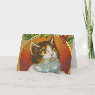 Cartão De Festividades Gato de natais vintages