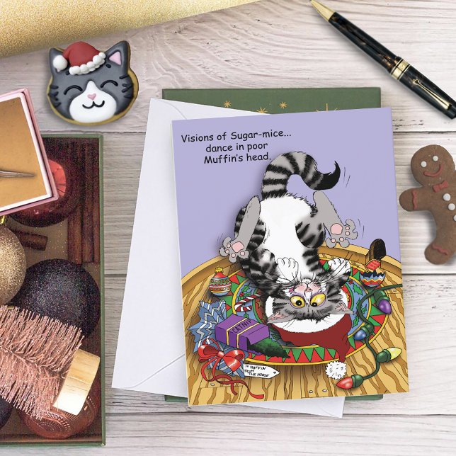 Cartão De Festividades Gato de Natal (Criador carregado)
