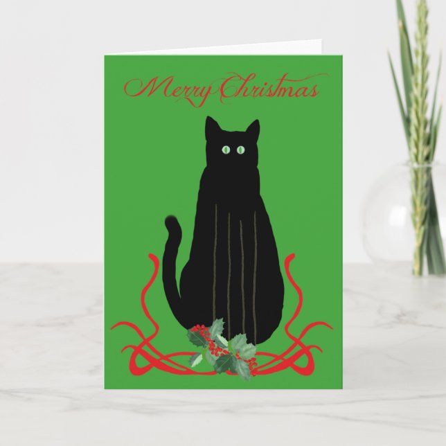 Cartão De Festividades Gato de Natal (Frente)